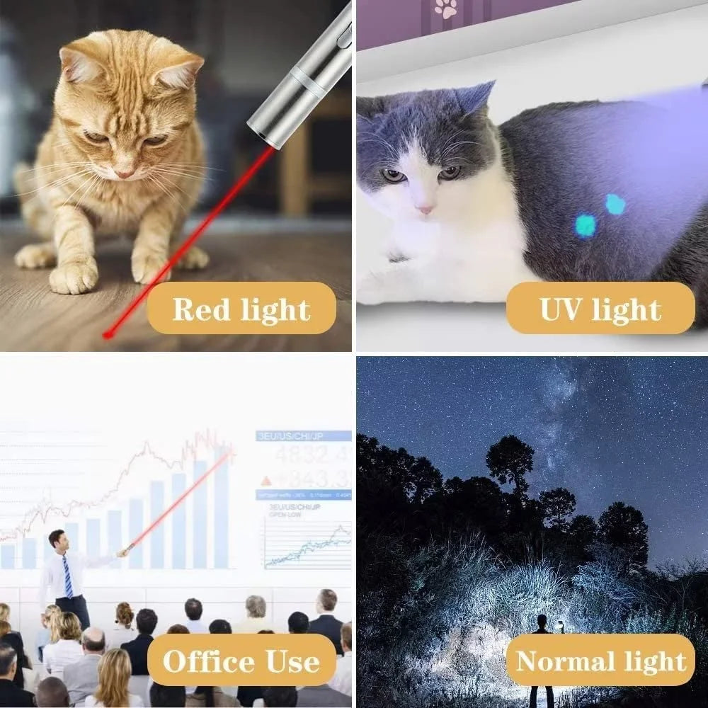 Laser Pointer, Cat Toys for Indoor Cats, Kitten Dog Laser Pen Toy, Red Dot LED Light Pointer Interactive Toys for Indoor Cats Dogs, USB Charging, 5 Switchable Patterns