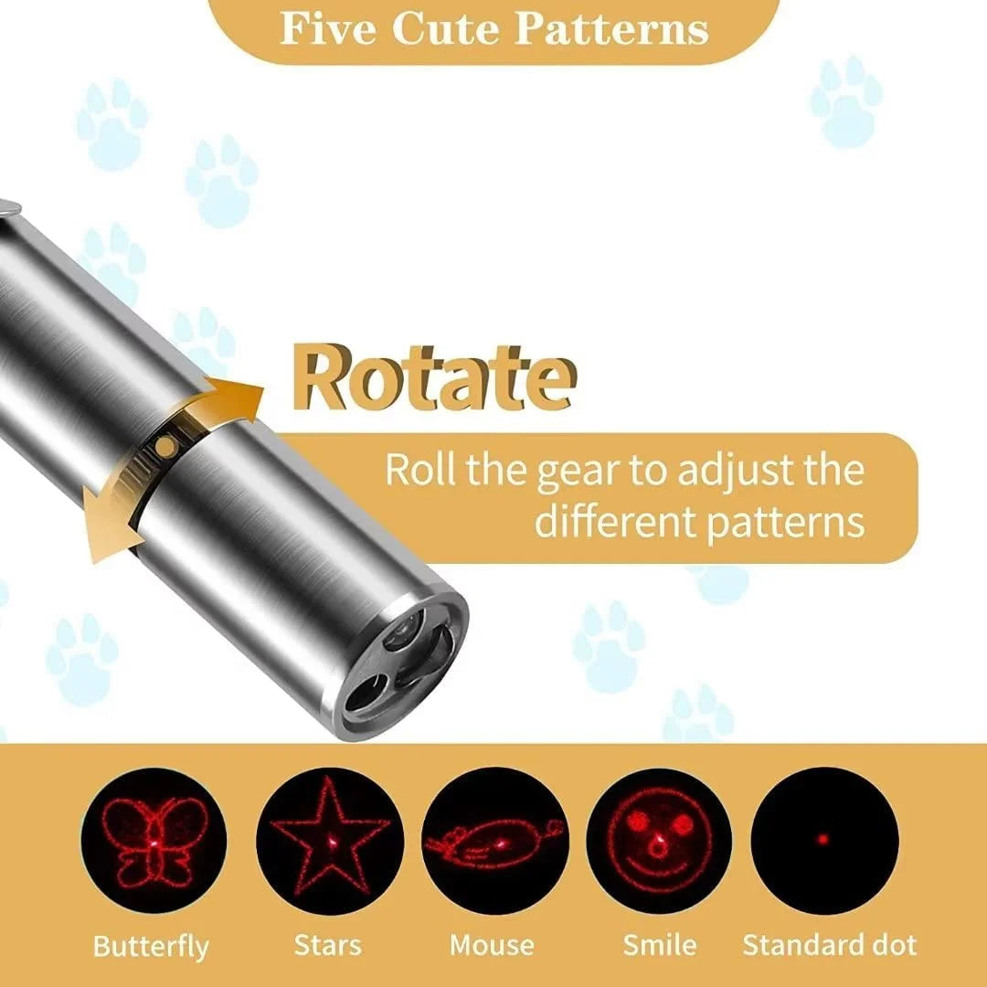 Laser Pointer, Cat Toys for Indoor Cats, Kitten Dog Laser Pen Toy, Red Dot LED Light Pointer Interactive Toys for Indoor Cats Dogs, USB Charging, 5 Switchable Patterns