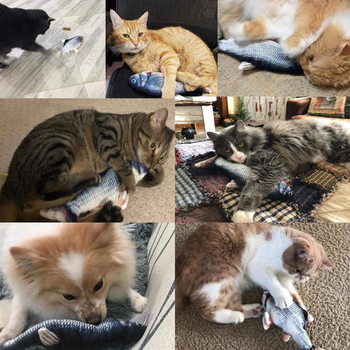 Cat Toys Flopping Fish with Catnip, Moving Cat Toy Interactive for Indoor Cats, Kitten Kicker Floppy Dog Toy, 11" Electric Realistic Plush Wiggle Fish for Kitty Exercise