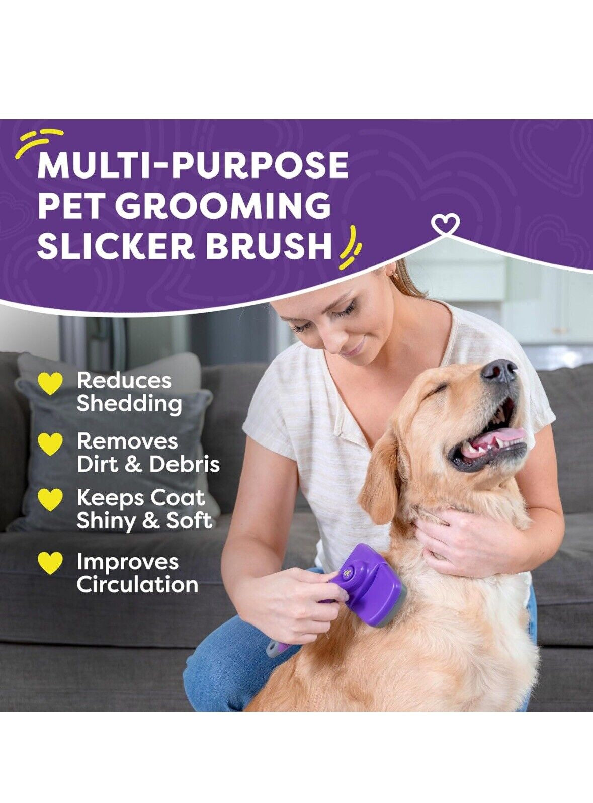 Dog , Cat Brush for Shedding Cat & Dog Grooming Self Cleaning