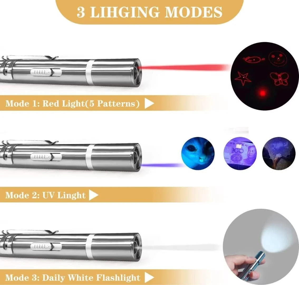 Laser Pointer, Cat Toys for Indoor Cats, Kitten Dog Laser Pen Toy, Red Dot LED Light Pointer Interactive Toys for Indoor Cats Dogs, USB Charging, 5 Switchable Patterns