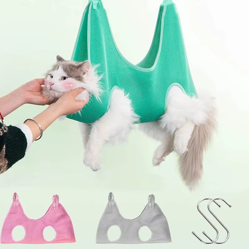 TONG Cat Grooming Nail Cutting anti Scratch Bite Fixed Bag Bath Trimming Restraint Bag Pet Beauty Hammock Hanging Pet Supplies