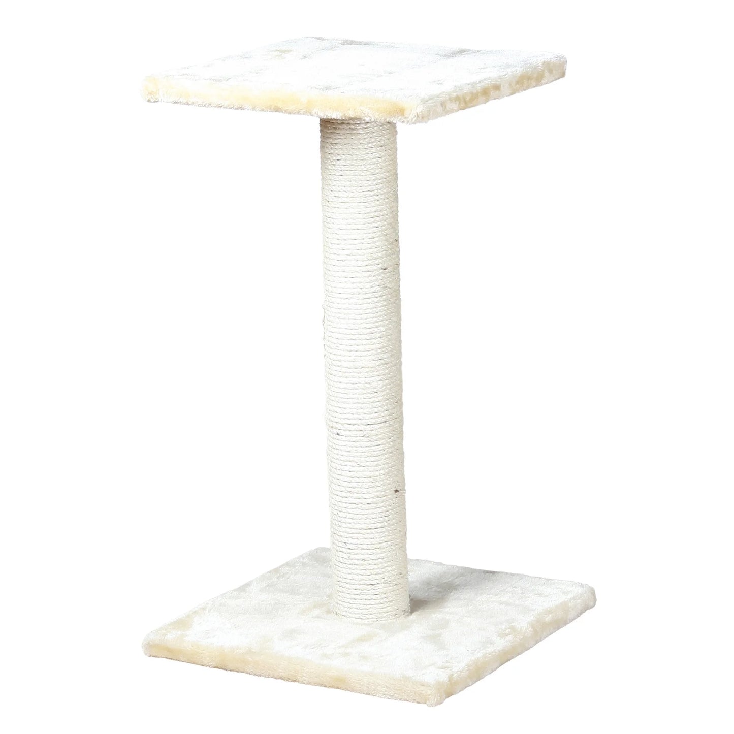 Espejo 27" Sisal Cat Scratching Post with Plush Platform, Beige