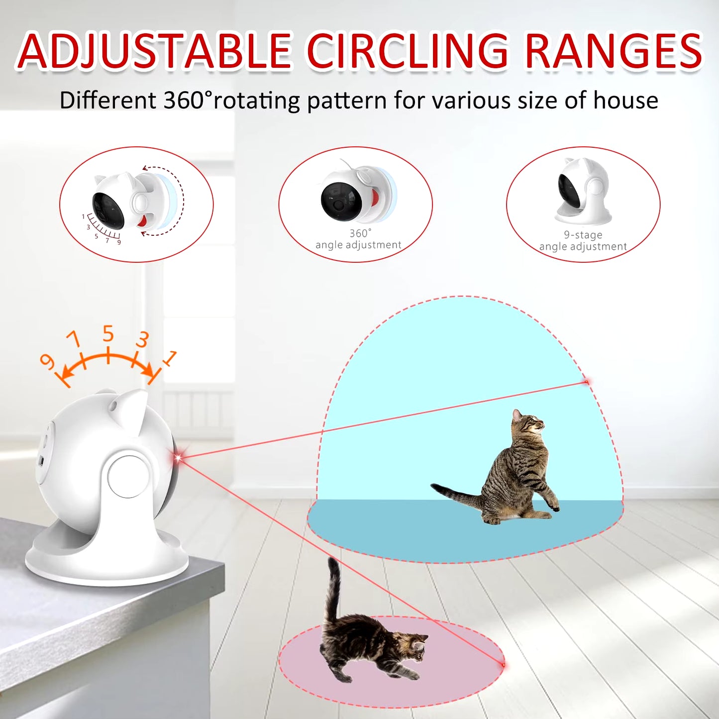 Automatic Cat Laser Toy Rechargeable Motion Random Activated Interactive Cat Toys for Indoor Cats/Dog/Kittne Slow and Fast Mode