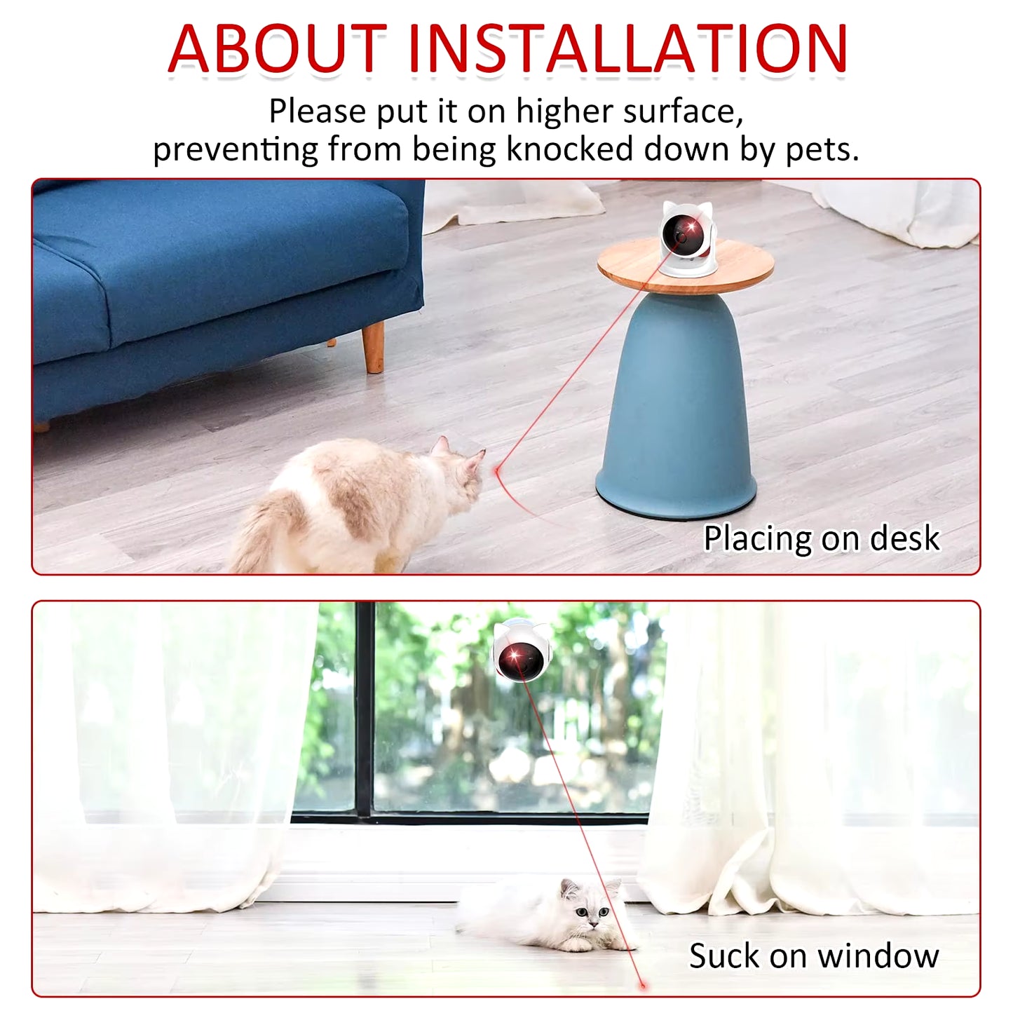 Automatic Cat Laser Toy Rechargeable Motion Random Activated Interactive Cat Toys for Indoor Cats/Dog/Kittne Slow and Fast Mode