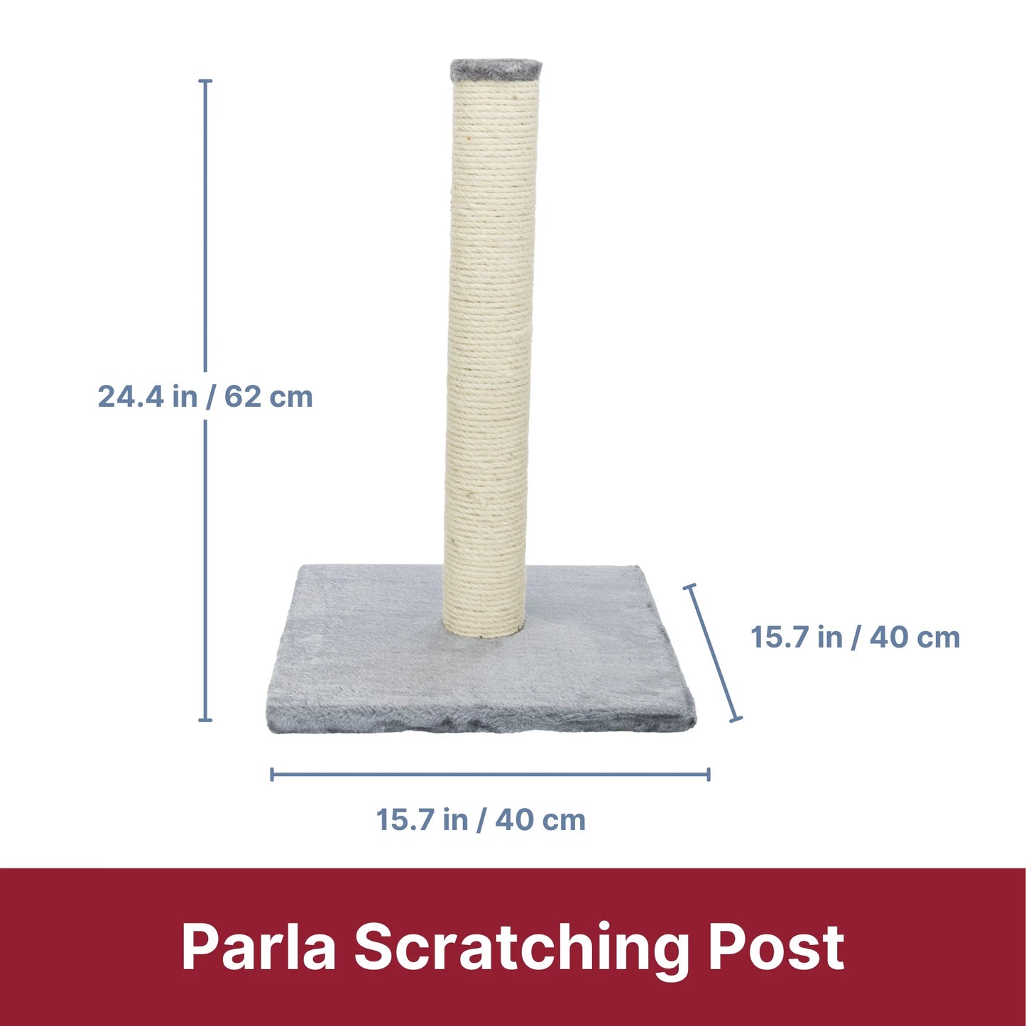 Parla Sisal 24.5" Cat Scratching Post with Plush Base, Gray