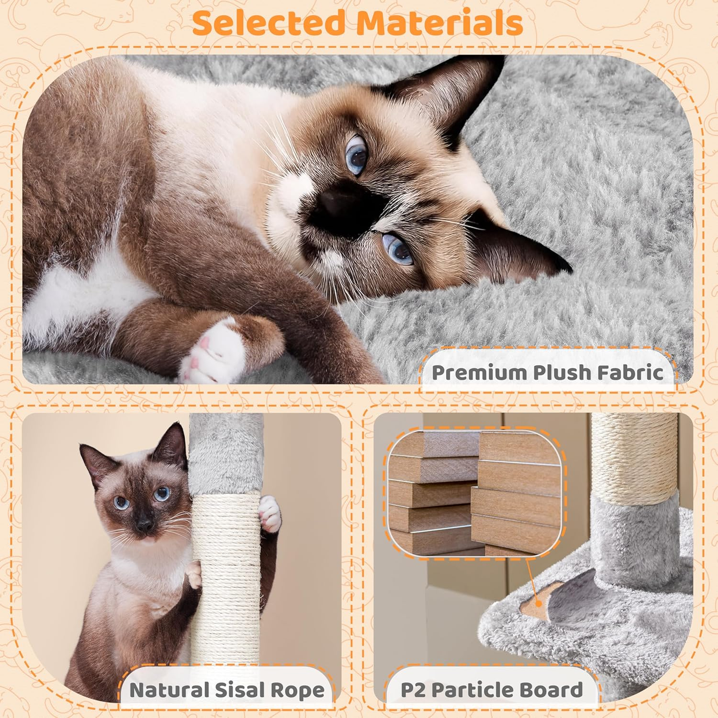 Rotatable Cat Tree 53.5In Multi-Level Cat Tower for Indoor Kittens/Large Cats, Pet House with Scratching Posts,Climbing Furniture Play Center, Light Gray
