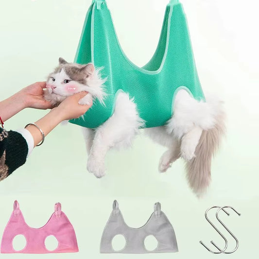 TONG Cat Grooming Nail Cutting anti Scratch Bite Fixed Bag Bath Trimming Restraint Bag Pet Beauty Hammock Hanging Pet Supplies