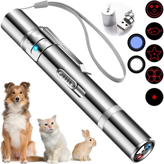 Laser Pointer, Cat Toys for Indoor Cats, Kitten Dog Laser Pen Toy, Red Dot LED Light Pointer Interactive Toys for Indoor Cats Dogs, USB Charging, 5 Switchable Patterns